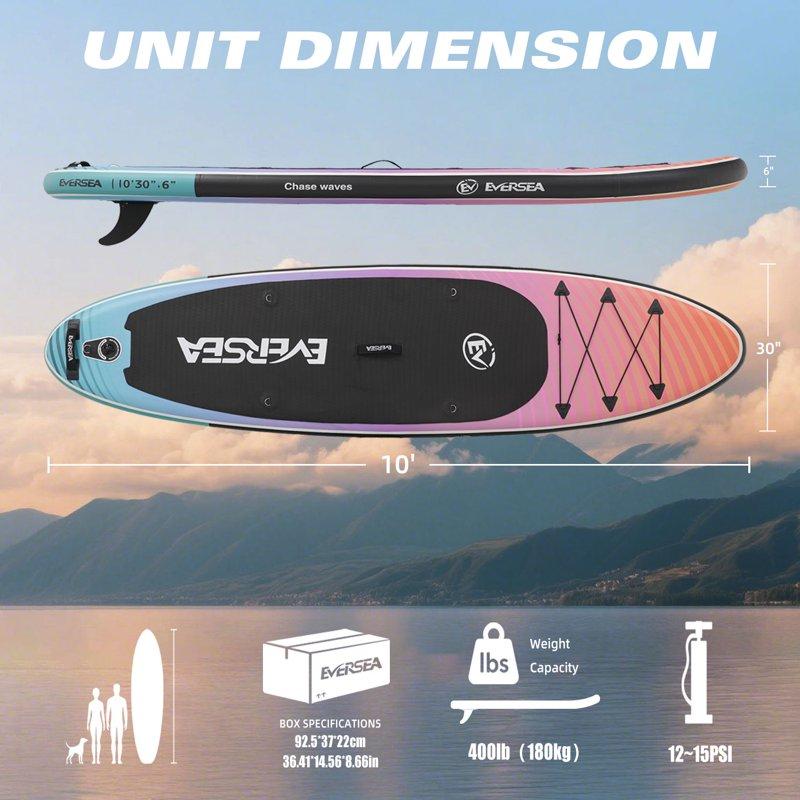 MSEASFREE 10' Inflatable Stand Up Paddle Board With Premium SUP Paddle Board Accessories Non-Slip Comfort Deck For Youth & Adults