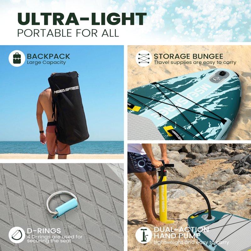 MSEASFREE 11.5 Ft Inflatable Paddle Board All-Purpose Fishing Stand Up Paddle Board With Full SUP Accessories