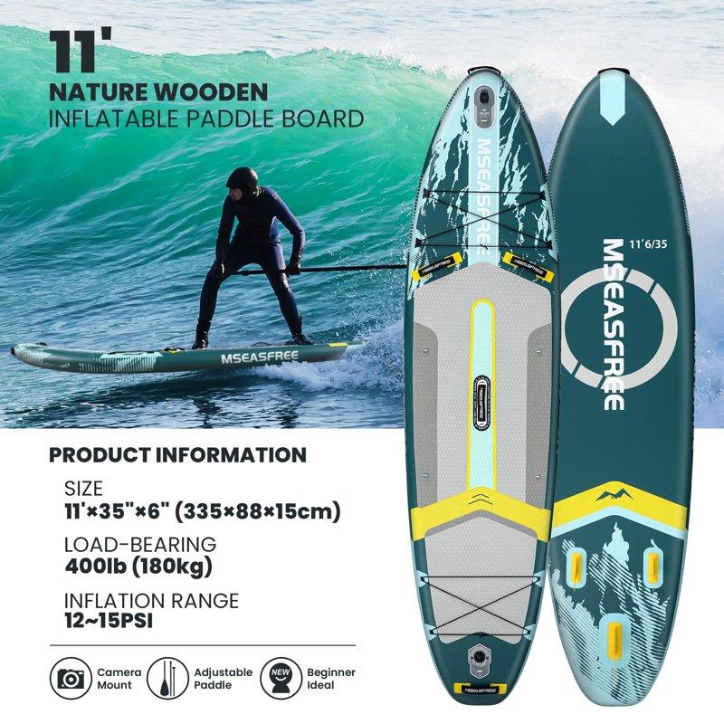 MSEASFREE 11.5 ft Inflatable Paddle Board All-Purpose Fishing Stand up Paddle Board with Full SUP Accessories