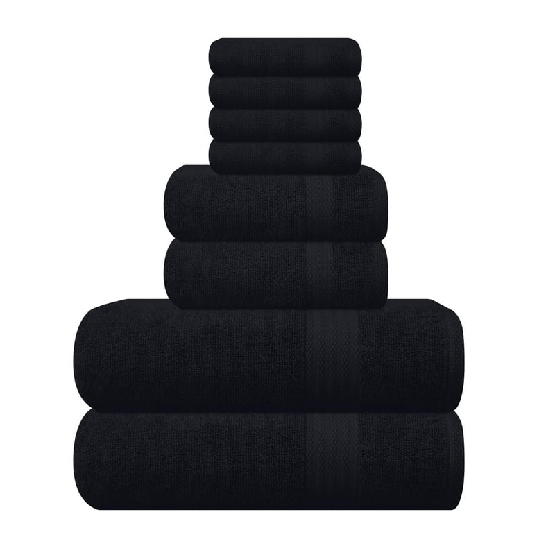 MyOwn Ultra Soft 8-Piece Towel Set - 100% Pure Ringspun Cotton Contains 2 Oversized Bath Towels 27x54 2 Hand Towels 16x28 4 Wash Cloths 13x13 - Ideal for Everyday use Hotel & Spa - Black