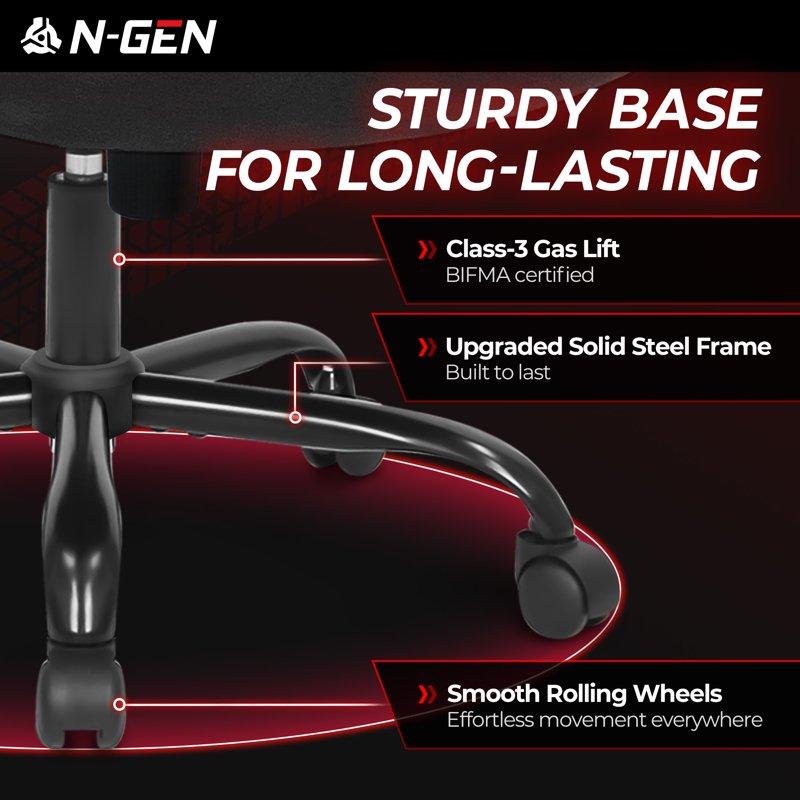 N-GEN Red Gaming Chair Flip-up Armrest Computer Chair Ergonomic Office Chair PU Leather Desk Chair Executive Adjustable Swivel Task Chair