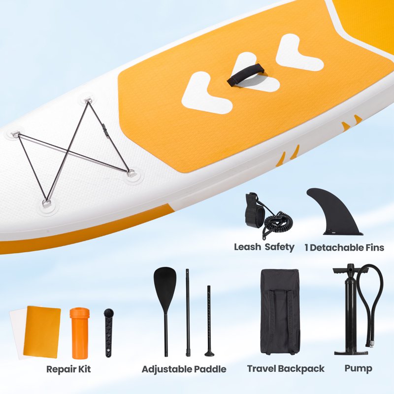 Naipo 120"x30"x6" Inflatable Paddle Board Stand Up Paddle Board SUP Board Ultra-Light (17LBS) For Summer Surfing Orange