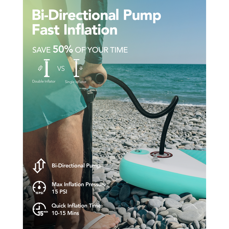 Naipo Inflatable Paddle Board 10FT Stand Up Paddle Board 10' SUP 6 In.Thick Board Carry Bag & Fast Pumping Green