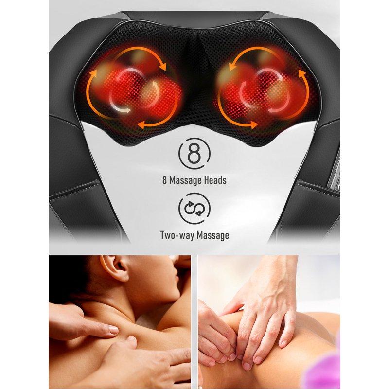 Naipo Shiatsu Neck Shoulder Massager 3D Deep Tissue Kneading Massager With Heat Gifts For Men Women Black