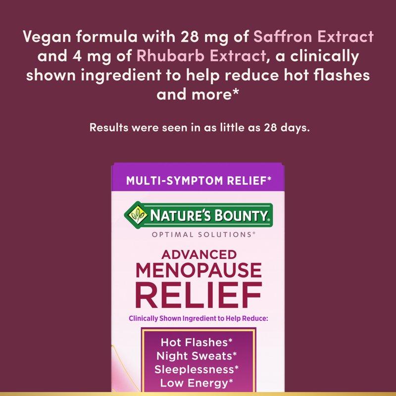 Nature’s Bounty Advanced Menopause Relief For Menopause Symptoms Menopause Support Menopause Vitamins For Women No Added Hormones Drug-Free 30 Tablets