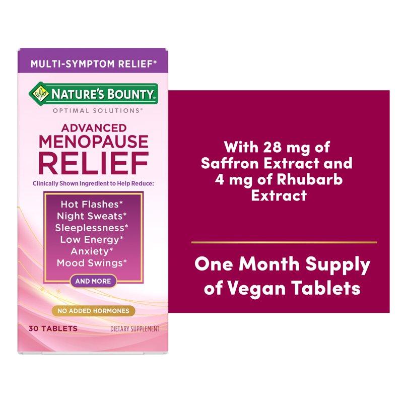 Nature’s Bounty Advanced Menopause Relief for Menopause Symptoms Menopause Support Menopause Vitamins for Women No added Hormones Drug-Free 30 Tablets