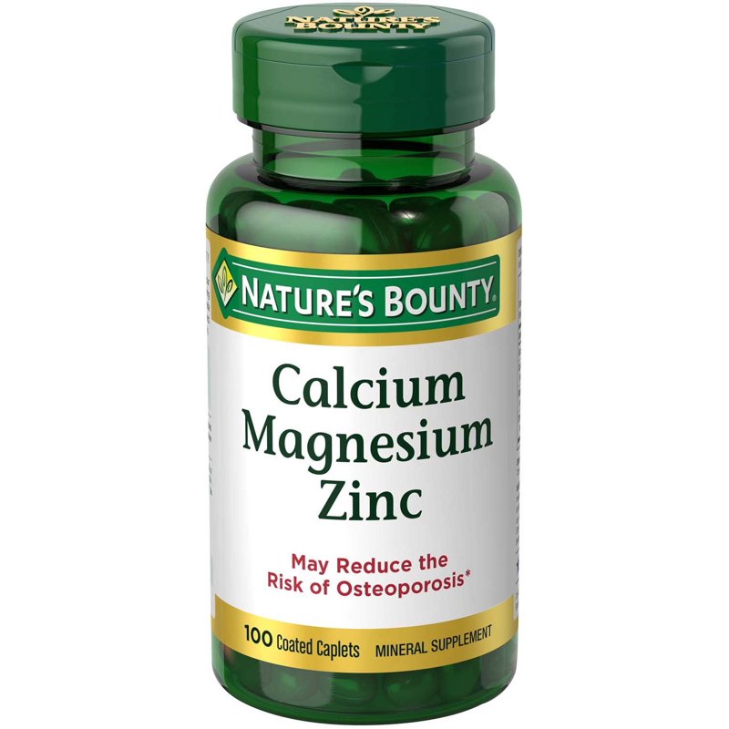 Nature's Bounty Calcium Magnesium Zinc Coated Caps for Bone Health 100 Ct