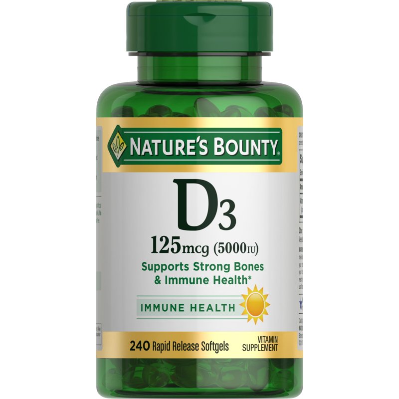 Nature’s Bounty Vitamin D3 5000 IU Softgels for Bone & Immune Support Vitamin Supplement 240 Ct