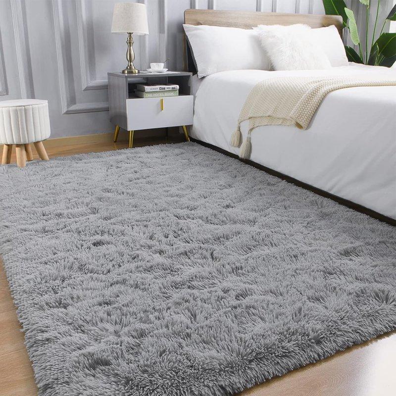 Nefoso Shag Area Rug 8ft X 10ft Soft Fluffy Area Rugs For Living Room Bedroom Decor Carpet Light Gray