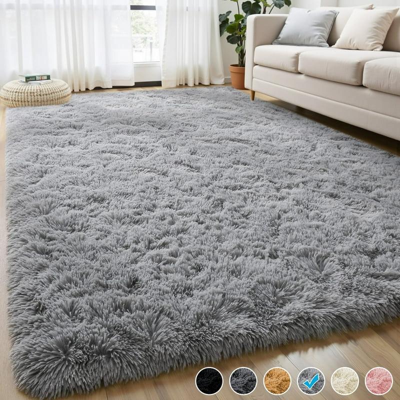 Nefoso Shag Area Rug 8ft x 10ft Soft Fluffy Area Rugs for Living Room Bedroom Decor Carpet Light Gray