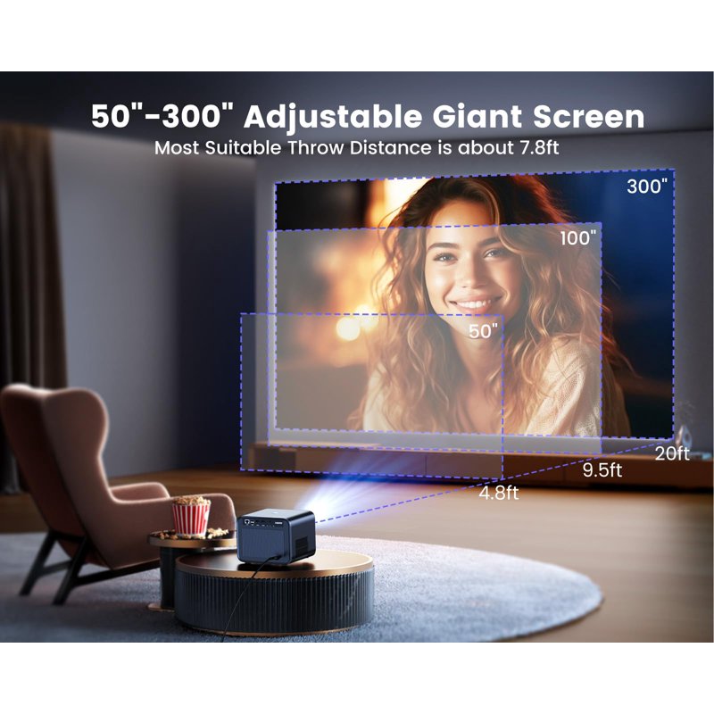 [Netflix Certified & Dolby Audio] WiMiUS 4K Projector With WiFi And Bluetooth 700ANSI Lumens Auto Focus & 6D Keystone Built-in Streaming Apps Outdoor & Home Theater Movies
