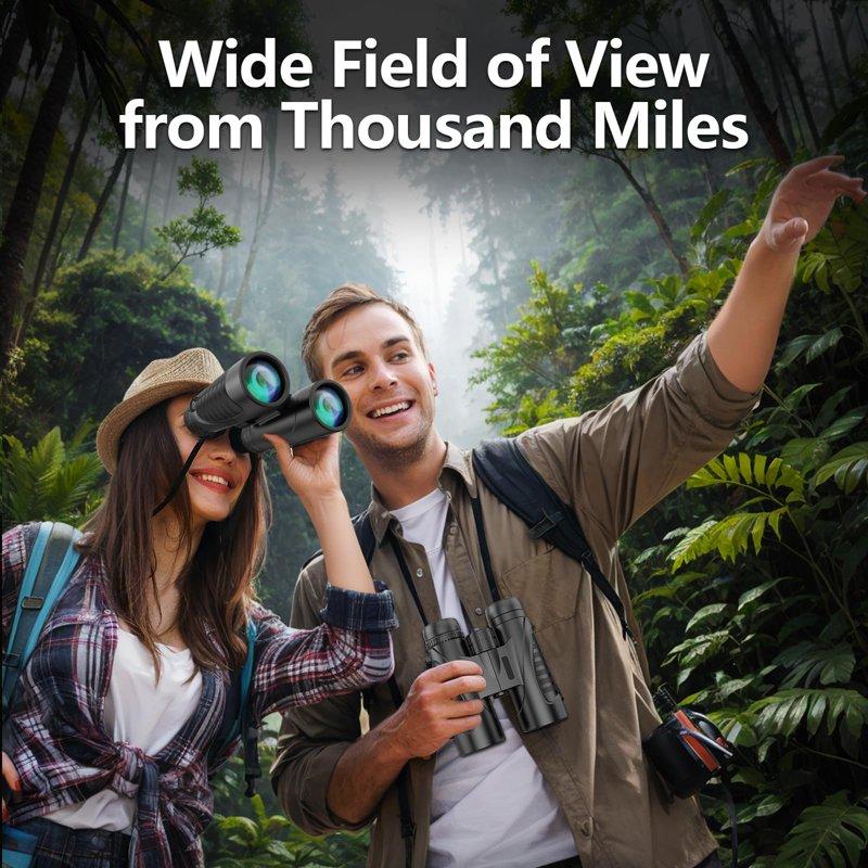 New 12x42 HD Binoculars For Adults And Kids BAK4 Prism Waterproof Binoculars For Bird Watching Hunting Hiking Safari Travel Sports