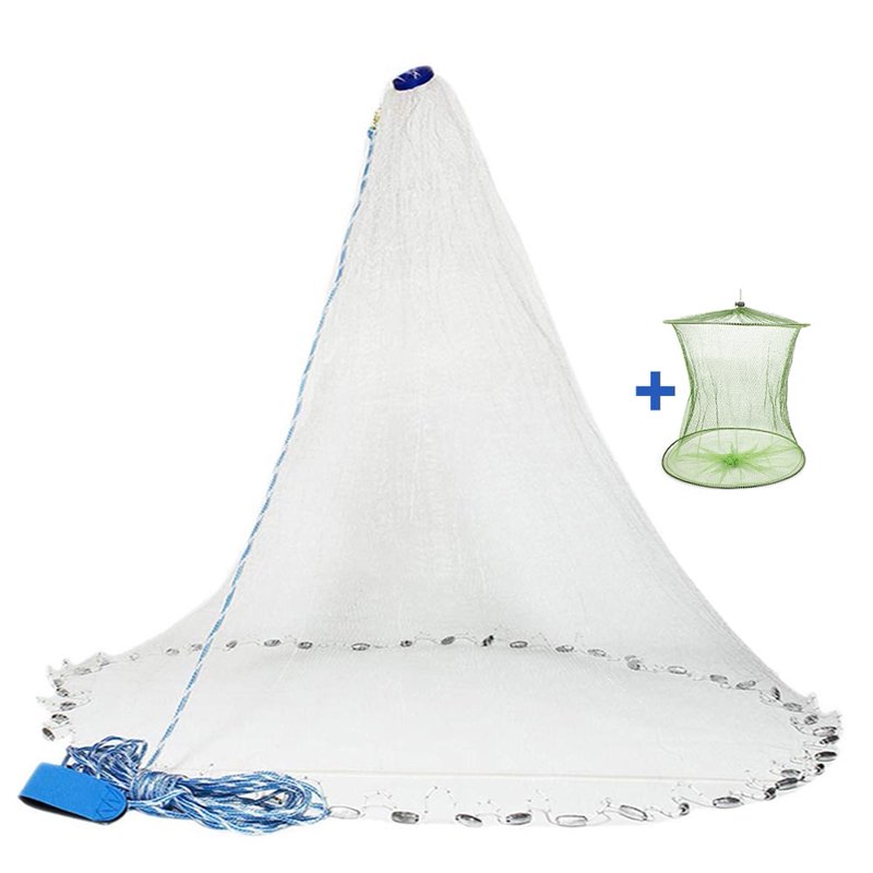 NEWEEN Cast Net 3/8" Mesh Hand Cast Fishing Net Saltwater Bait Casting Net 4/6/8FT Radius Size