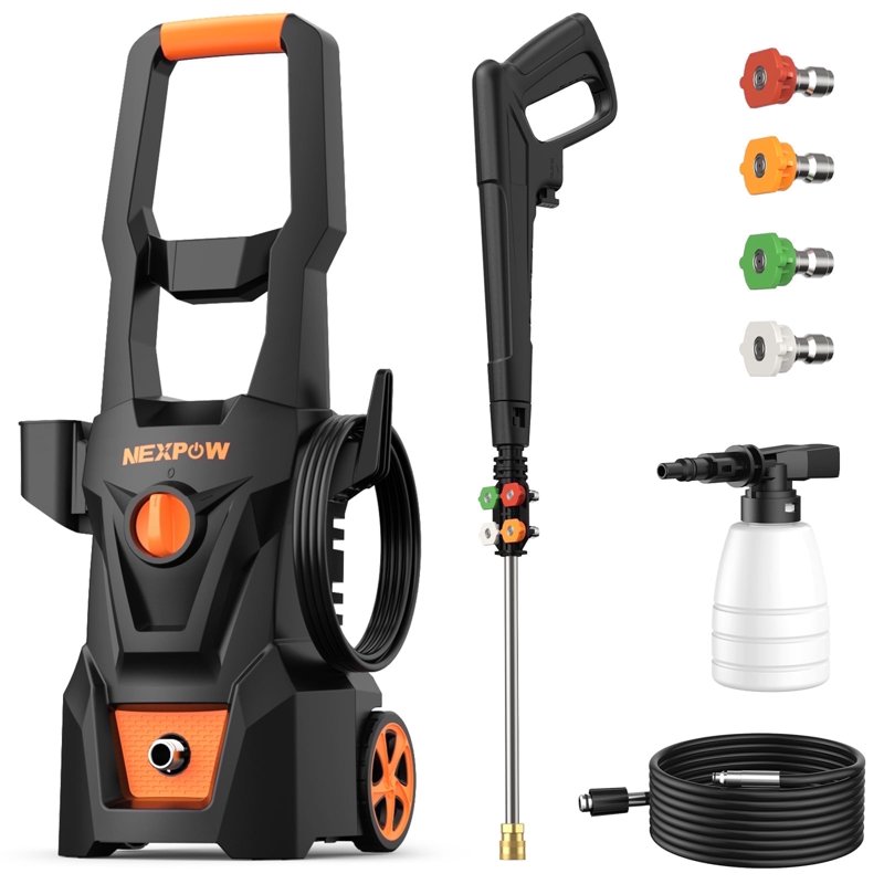 NEXPOW Electric Pressure Washer 4000PSI Max 2.6 GPM Power Washer with 30 ft Hose 4 Different Pressure Tips Foam Cannon Perfect for Cars Patios