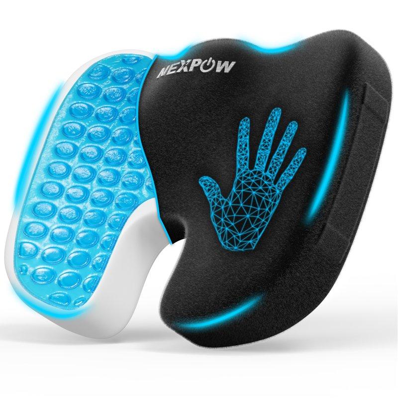 NEXPOW Memory Foam Seat Cushion Cooling Gel Butt Pillow for Tailbone Pain Relief - Chair Cushion Car Seat Cushion Butt Pillow
