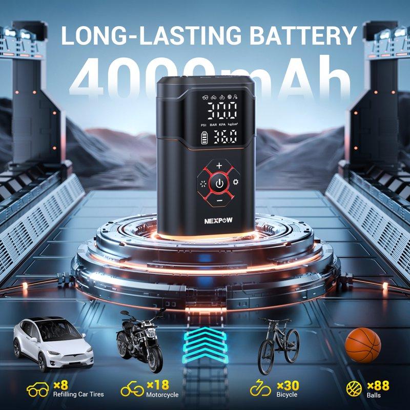 NEXPOW Tire Inflator Portable Air Compressor 150 PSI Air Pump For Car Tires With Pressure Gauge Portable Tire Pump For Car Motorcycle Bike Ball