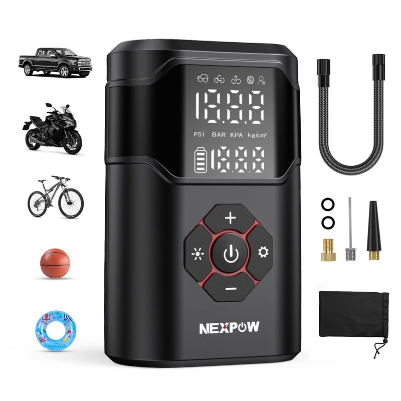 NEXPOW Tire Inflator Portable Air Compressor 150 PSI Air Pump for Car Tires with Pressure Gauge Portable Tire Pump for Car Motorcycle Bike Ball