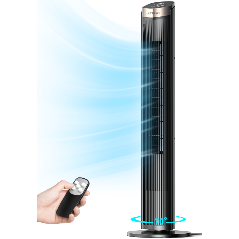 NFTIGB 40 inch Tower Fan for Home 70° Oscillating Standing Floor Fan with Remote 5 Speeds 3 Modes with Remote Bladeless Fan New