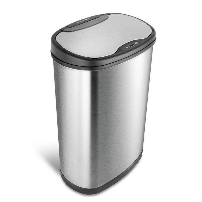 Nine Stars Automatic Kitchen Trash Can 13 Gallon Stainless Steel Motion Sensor Hands free Soft Close Lid Garbage Bin Silver