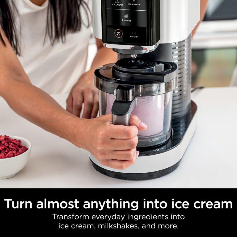 Ninja CREAMi Ice Cream Maker For Gelato Mix-ins Milkshakes Sorbet Smoothie Bowls & More 5 One-Touch Programs With (2) 16 Oz Pint Containers & Lids Perfect For Kids White NC300WH