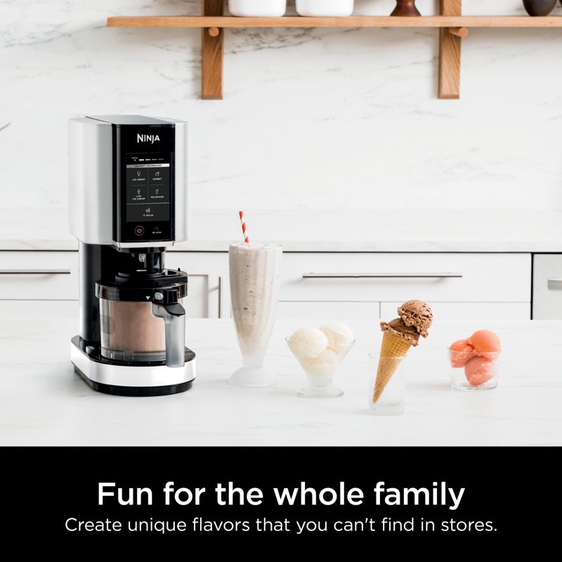 Ninja CREAMi Ice Cream Maker For Gelato Mix-ins Milkshakes Sorbet Smoothie Bowls & More 5 One-Touch Programs With (2) 16 Oz Pint Containers & Lids Perfect For Kids White NC300WH