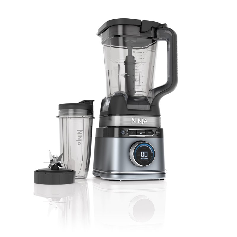 Ninja Detect Power Blender + Personal Single-Serve BlendSense Technology Kitchen Countertop 1700 W 72 Oz Pitcher 24 Oz Cup Silver TB300