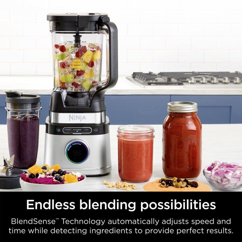 Ninja Detect Power Blender + Personal Single-Serve BlendSense Technology Kitchen Countertop 1700 W 72 Oz Pitcher 24 Oz Cup Silver TB300