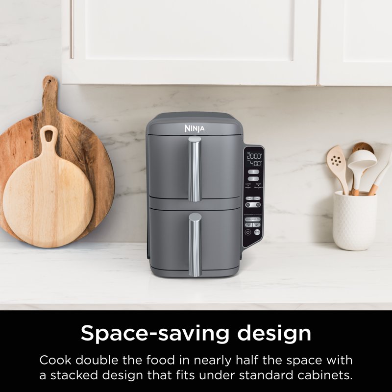 Ninja DoubleStack XL 2-Basket Air Fryer DoubleStack Technology Cooks 4 Foods At Once Space Saving Design 10 QT 4-in-1 Smart Finish & Match Cook SL400