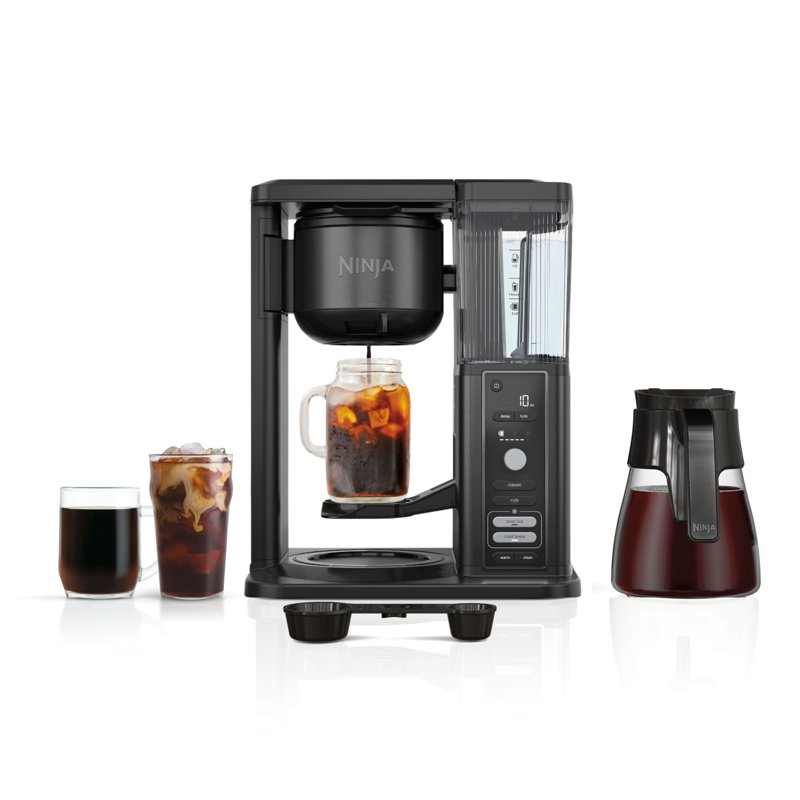 Ninja Hot & Iced Coffee Maker Single Serve To 10 Cup Carafe Drip Rapid Cold Brew CM360 Black