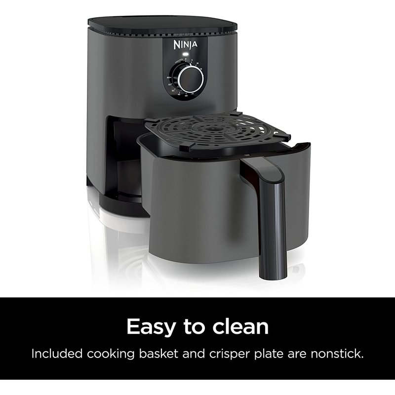 Ninja Mini Air Fryer 2-Qt Capacity Compact And Nonstick Featuring Quick Set Timer AF080 Grey