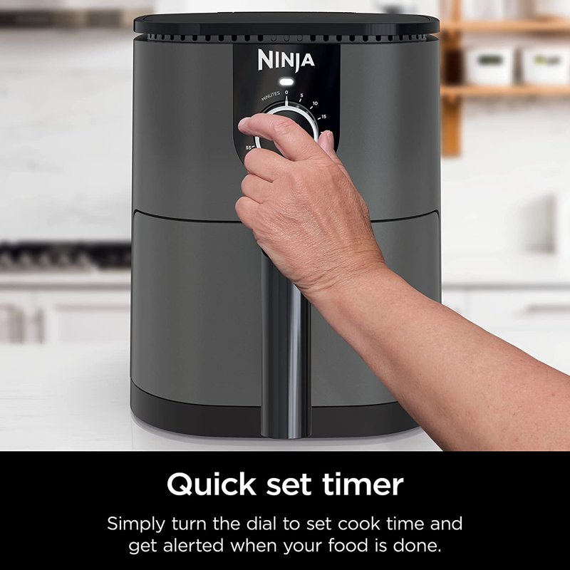 Ninja Mini Air Fryer 2-Qt Capacity Compact And Nonstick Featuring Quick Set Timer AF080 Grey
