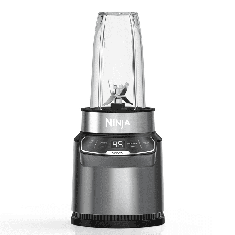 Ninja Nutri Pro Compact Personal Blender Auto-iQ Technology 1000 W Smoothies Crush with 18 oz and 24 oz To-Go Cups & Spout Lids Stone Silver BN400