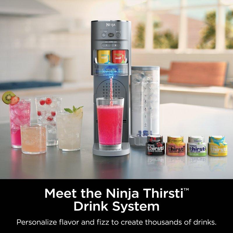 Ninja Thirsti Drink Maker Still Sparkling Custom Drink Kit With CO2 Canister Flavors And 48 Oz Reservoir