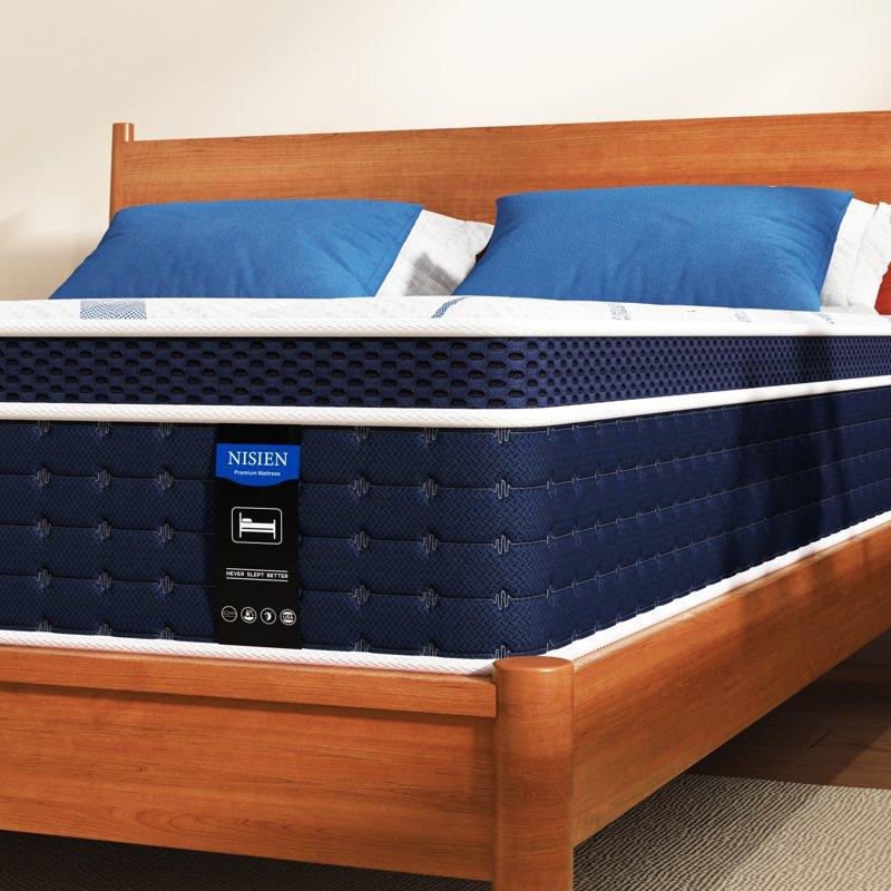 NISIEN Queen Mattress 12 Inch Hybrid Memory Foam Mattress In A Box Pressure Relief CertiPUR-US