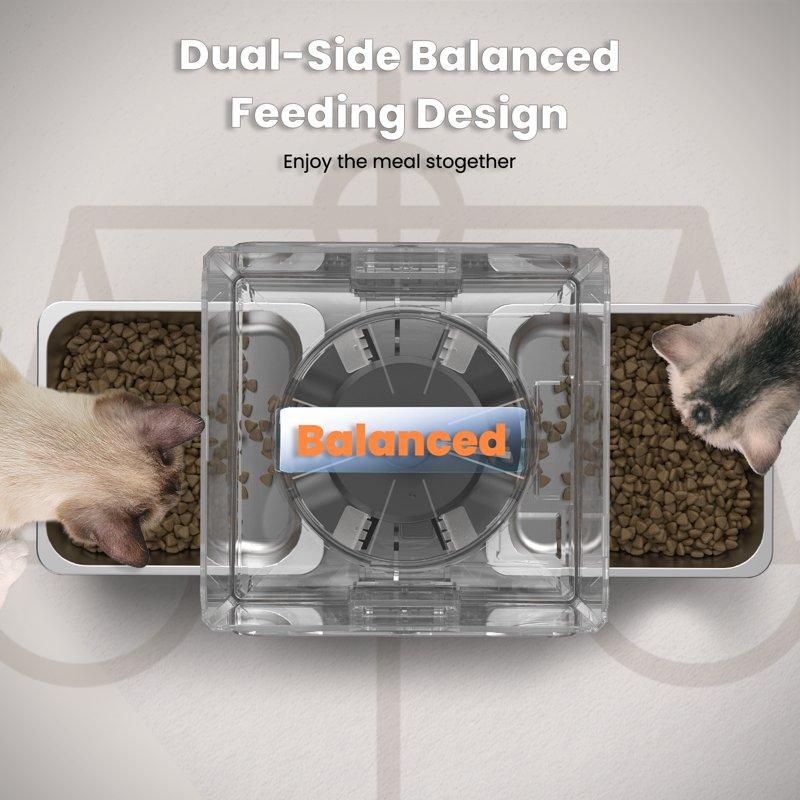 Novinter 5L/20 Cups Automatic Cat Food Dispenser For 2 Cats/2 Small Dogs Pet Dispenser With Timer And Voice Functions Suitable For Dry Or Wet Meals
