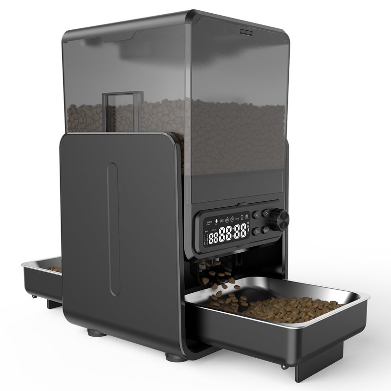 Novinter 5L/20 Cups Automatic Cat Food Dispenser for 2 Cats/2 Small Dogs Pet Dispenser with Timer and Voice Functions Suitable for Dry or Wet Meals