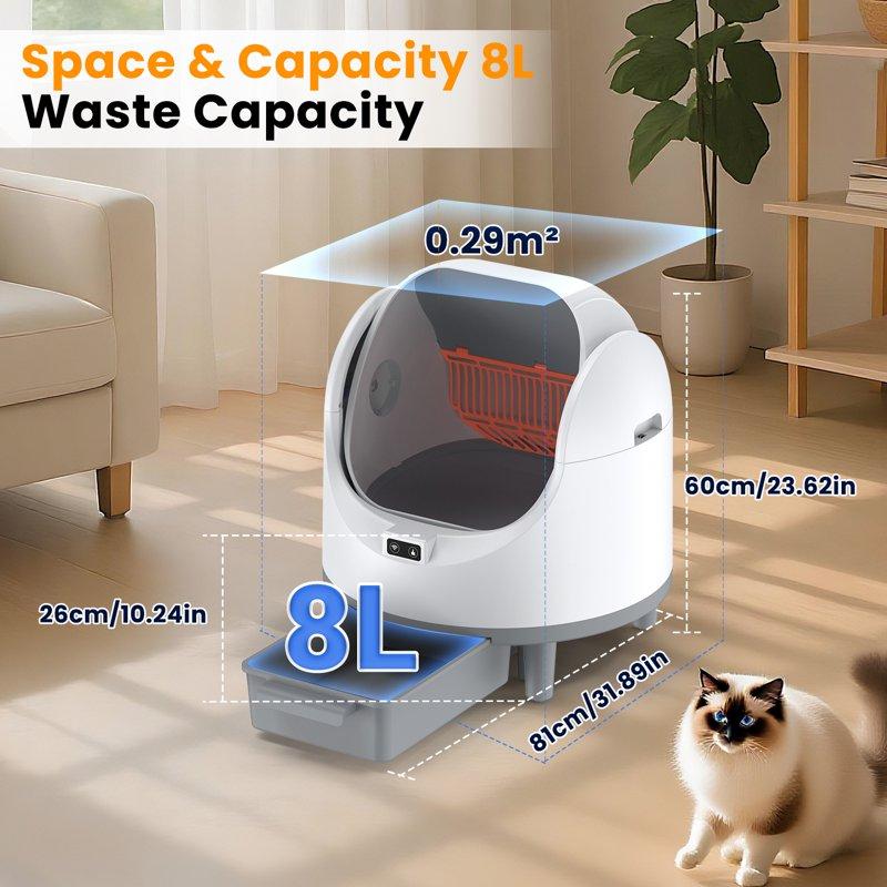 Novinter Self Cleaning Automatic Cat Litter Box 8+68L Large Open Top Design APP Control 8 Integrated Safety Protection - Targeted Deodorizing Aromatherapy