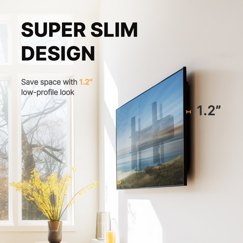 NtPERLESMITH Low Profile Tilting TV Wall Mount Bracket For 23-70 Inch LED LCD OLED Flat Screen TVs With 400x400mm Holds Up To 115lbsn