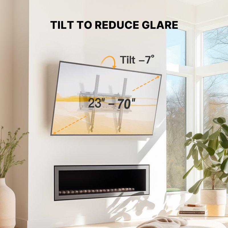 NtPERLESMITH Low Profile Tilting TV Wall Mount Bracket For 23-70 Inch LED LCD OLED Flat Screen TVs With 400x400mm Holds Up To 115lbsn