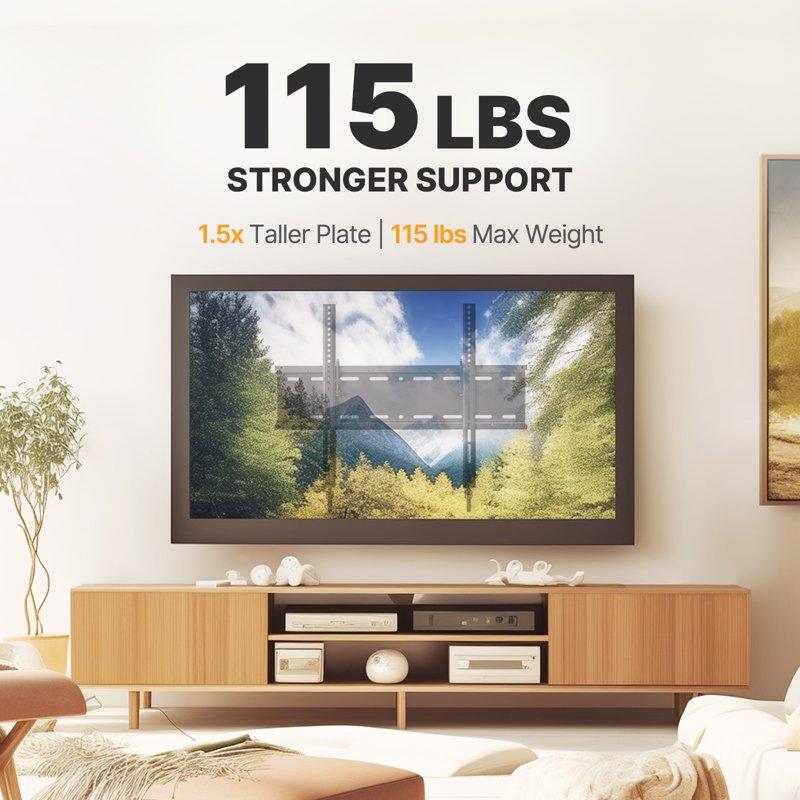 NtPERLESMITH Low Profile Tilting TV Wall Mount Bracket For 23-70 Inch LED LCD OLED Flat Screen TVs With 400x400mm Holds Up To 115lbsn