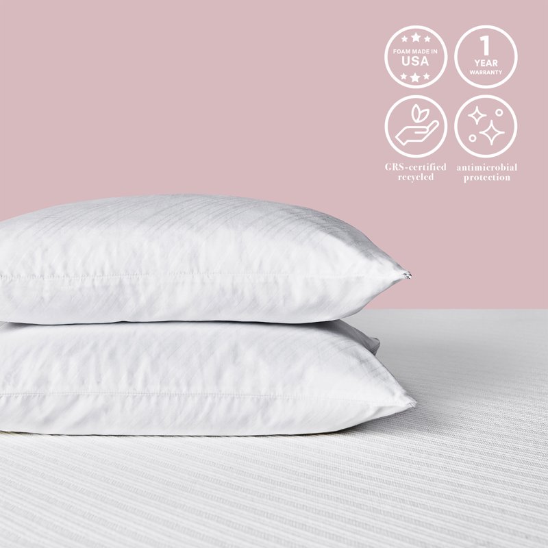 Nue By Novaform Gel Memory Foam Micro-Cushion Pillows Queen Size Fresh & Cool Washable White 2 Pack