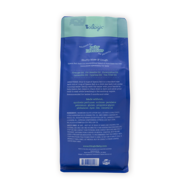 Oilogic Stuffy Nose & Cough Baby Essential Oil Epsom Soak 2 Lbs