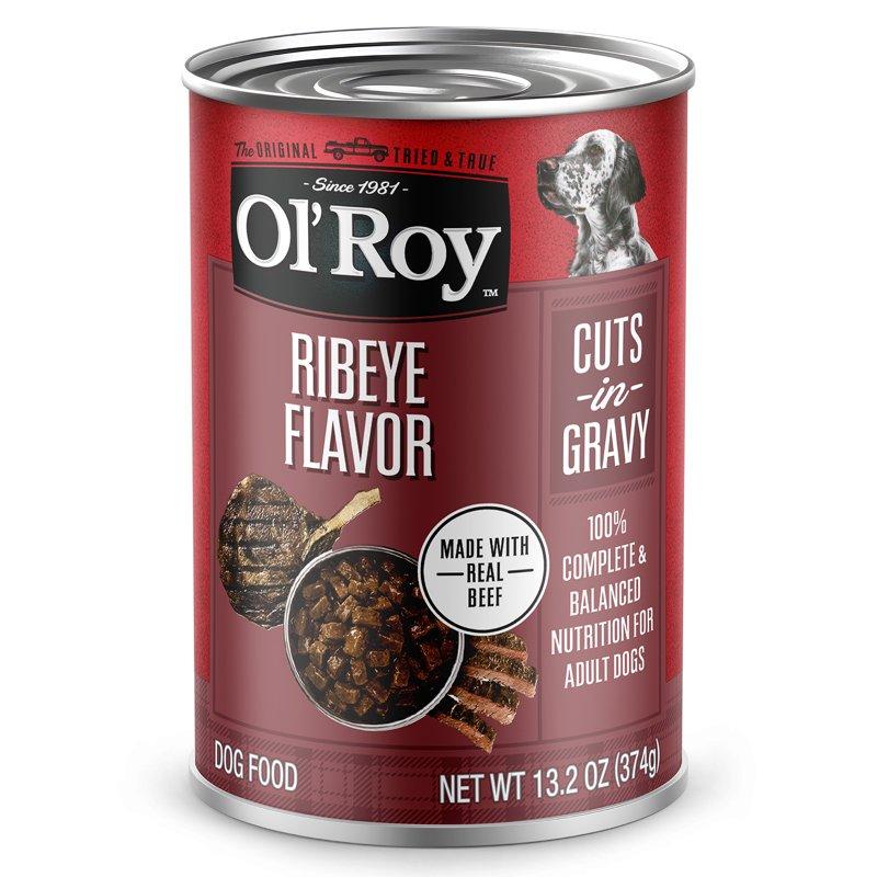 Ol' Roy Ribeye Flavor Cuts in Gravy Wet Dog Food 13.2 oz Can