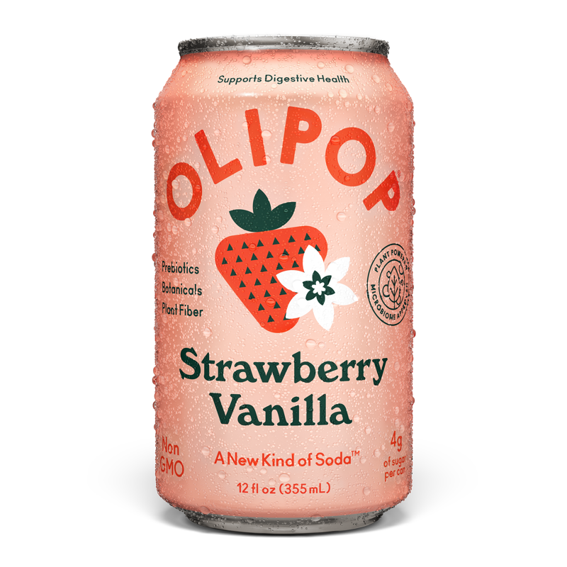 OLIPOP Prebiotic Soda Strawberry Vanilla 12 Fl Oz 4 Pack Pantry Packs