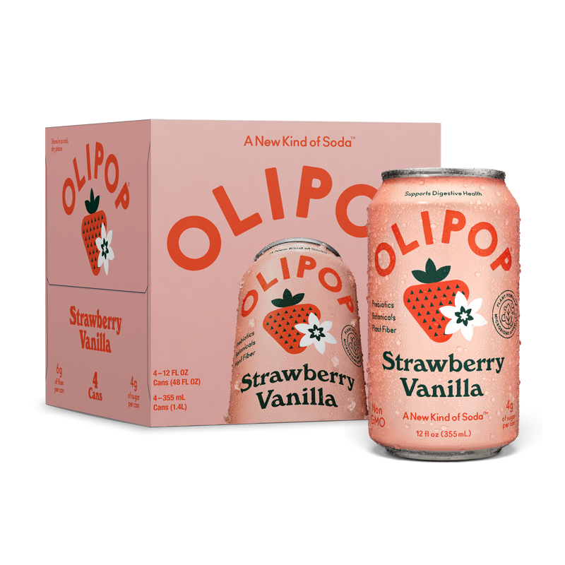 OLIPOP Prebiotic Soda Strawberry Vanilla 12 fl oz 4 Pack Pantry Packs OLIPOP Prebiotic Soda Strawberry Vanilla 12 fl oz 4 Pack Pantry Packs