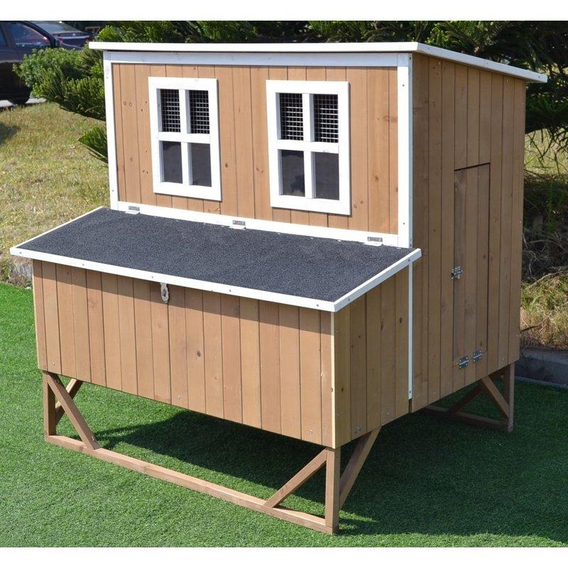 omitree Wooden Chicken Coop Hen House with 4 Nesting Boxes Fits 4-8 Chickens