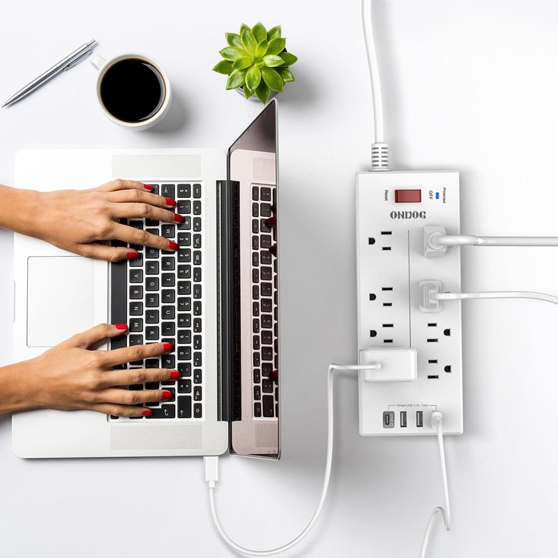 ONDOG Power Strip Surge Protector With 8-Outlet 4 USB Port 6FT Extension Cord