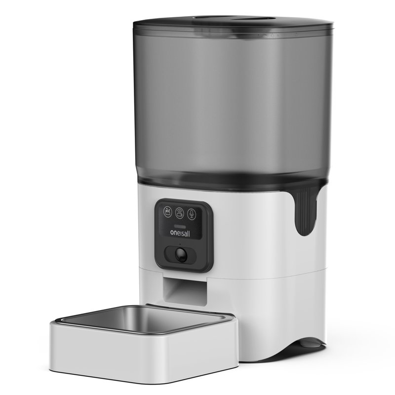 Oneisall WF-63 5GHz & 2.4GHz Automatic Cat Food Dispenser 6L/25 Cups Automatic Cat Feeder With Camera White