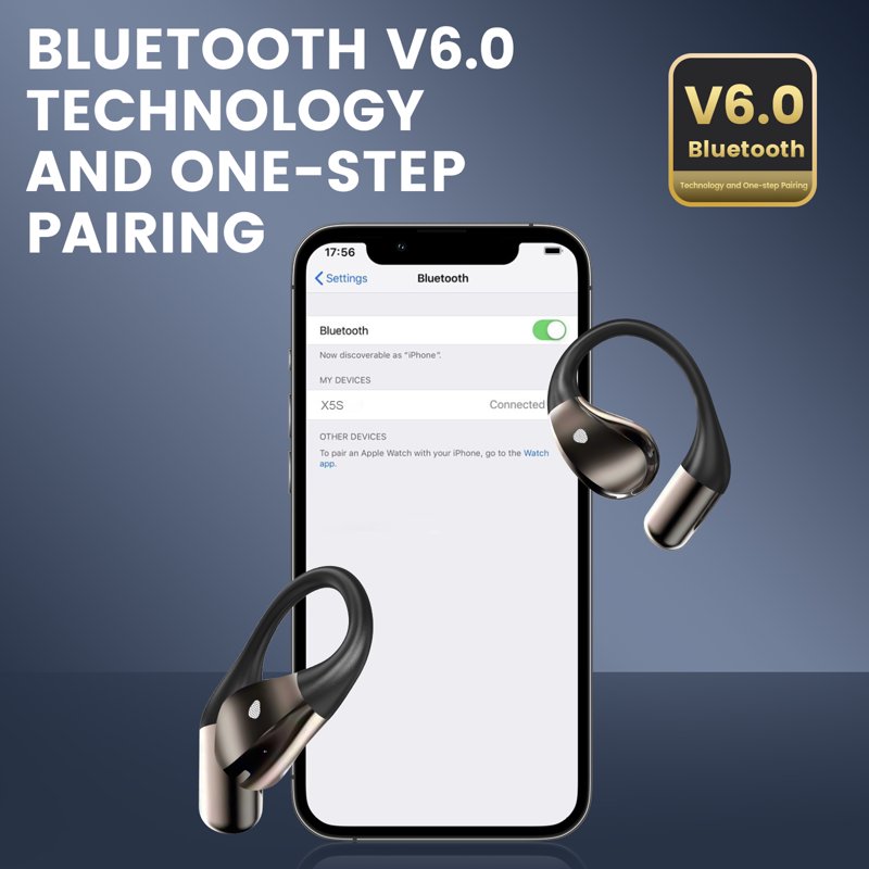 Open Ear Earbuds Bluetooth 5.4 Wireless Earphones 48H Playtime ENC Microphone Clear Talk With Earhooks And LED Power Display The Waterproof Headphones Ideal For Fitness Travel