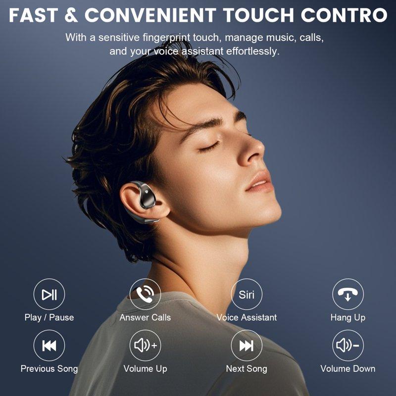 Open Ear Earbuds Bluetooth 5.4 Wireless Earphones 48H Playtime ENC Microphone Clear Talk With Earhooks And LED Power Display The Waterproof Headphones Ideal For Fitness Travel